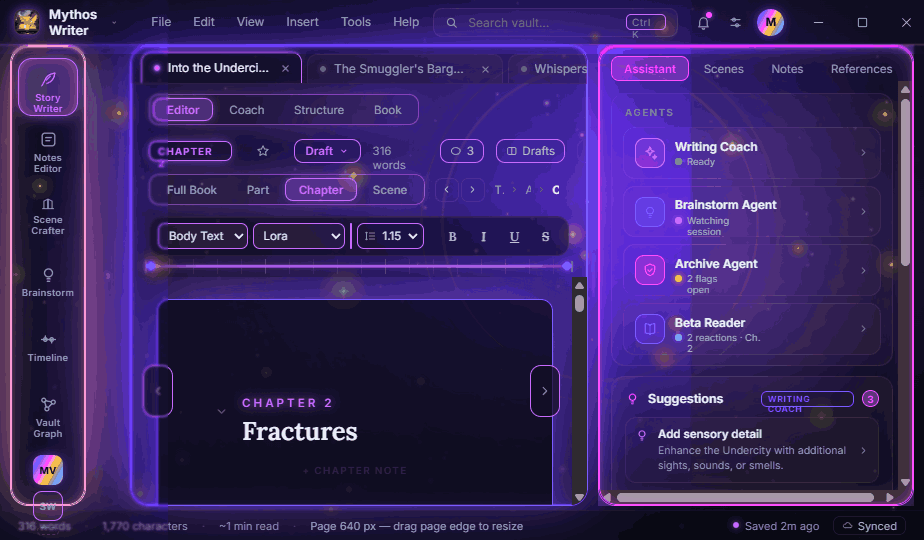 Mythos Writer in the Royal Arcana theme